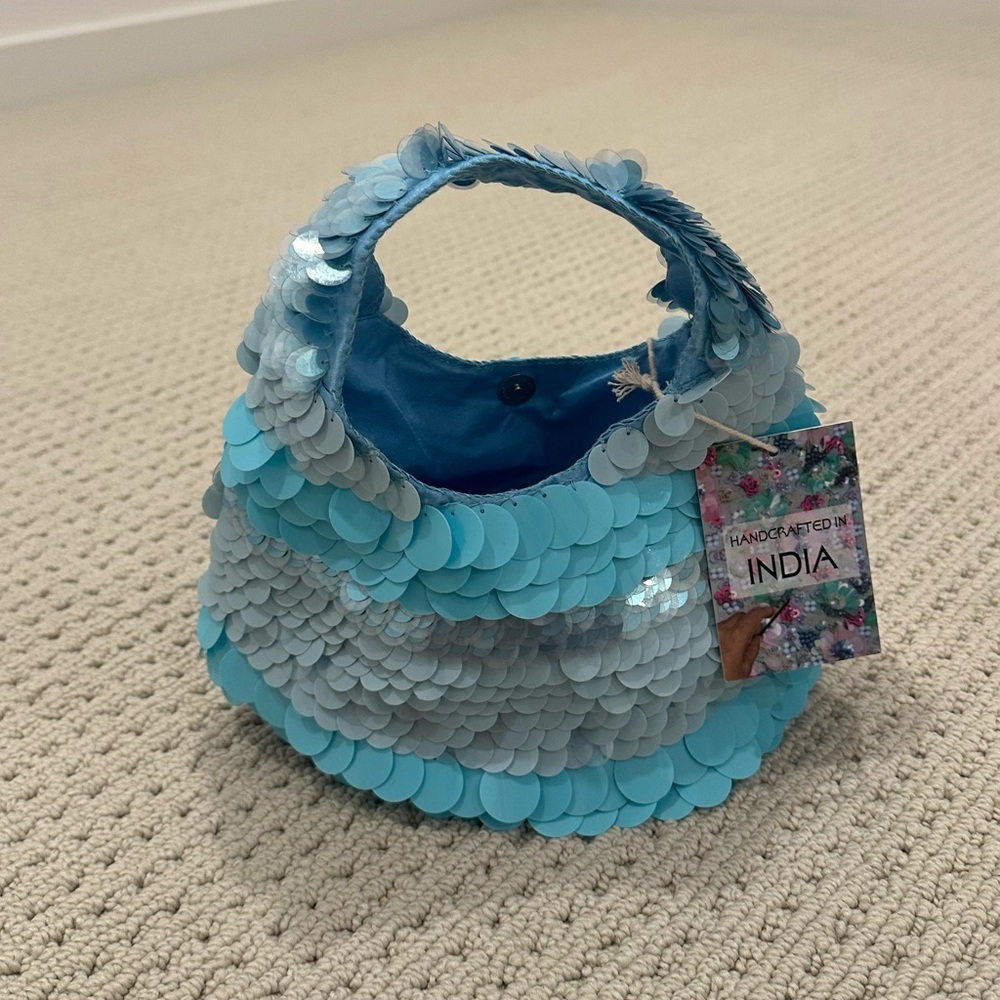 Fun little blue beaded bag